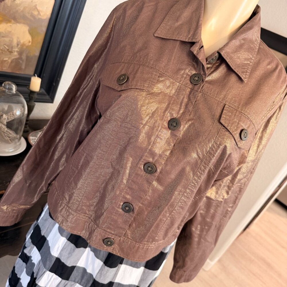 Carrie Allen waist length long sleeve button down Jacket